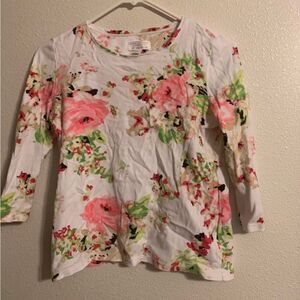 PIMA Cotton Petite Small White Floral Top